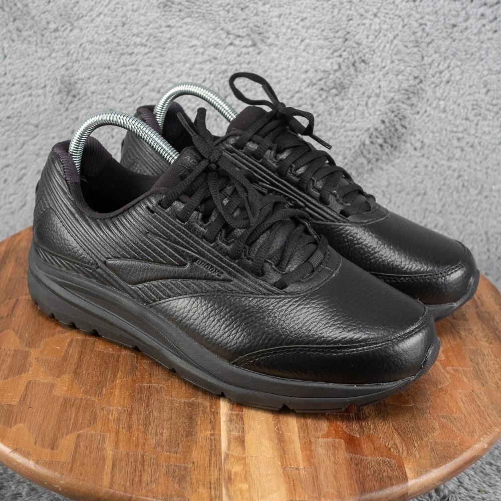 Brooks Addiction Walker 2 Shoes Womens Size 9.5 Black Leather Sneakers Walking